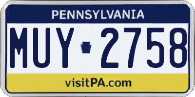 PA license plate MUY2758