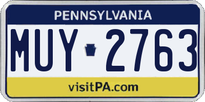 PA license plate MUY2763