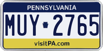 PA license plate MUY2765