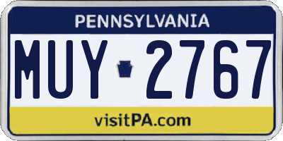 PA license plate MUY2767