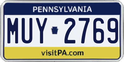 PA license plate MUY2769