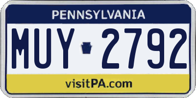 PA license plate MUY2792