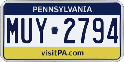 PA license plate MUY2794
