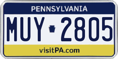 PA license plate MUY2805