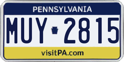 PA license plate MUY2815