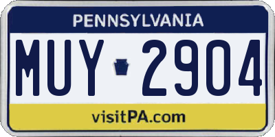 PA license plate MUY2904
