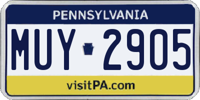 PA license plate MUY2905