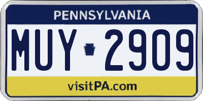 PA license plate MUY2909
