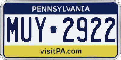 PA license plate MUY2922