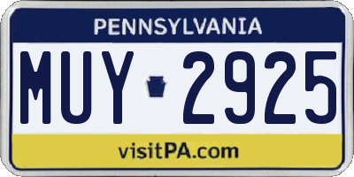 PA license plate MUY2925