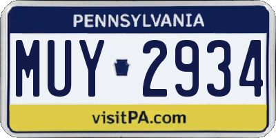 PA license plate MUY2934