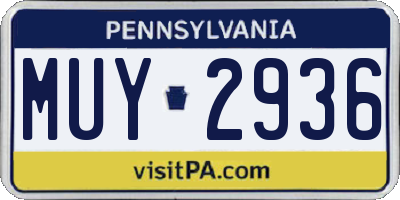 PA license plate MUY2936
