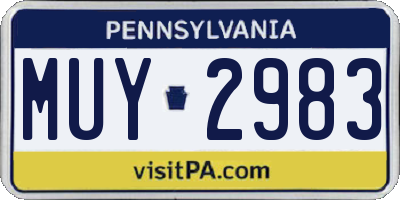 PA license plate MUY2983