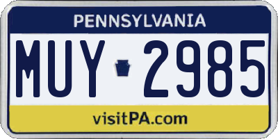 PA license plate MUY2985