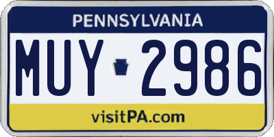 PA license plate MUY2986
