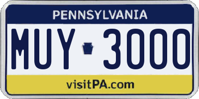 PA license plate MUY3000