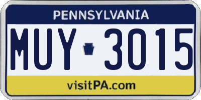 PA license plate MUY3015