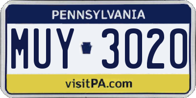 PA license plate MUY3020
