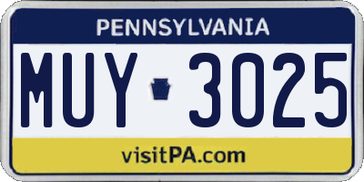 PA license plate MUY3025