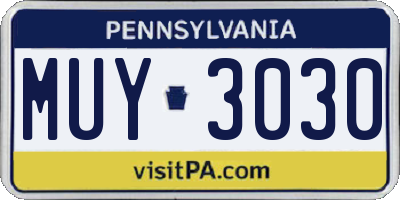 PA license plate MUY3030