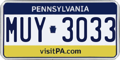 PA license plate MUY3033