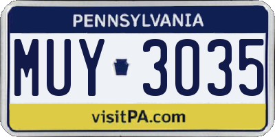 PA license plate MUY3035