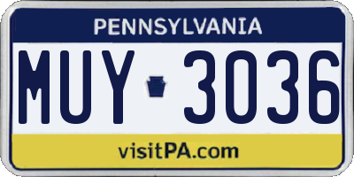 PA license plate MUY3036