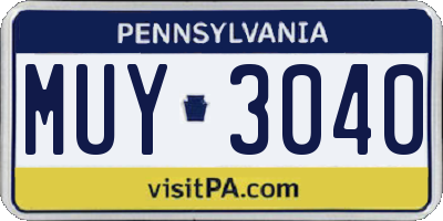 PA license plate MUY3040