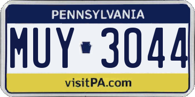 PA license plate MUY3044
