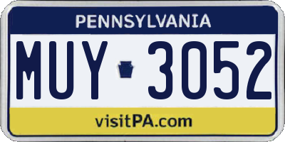 PA license plate MUY3052