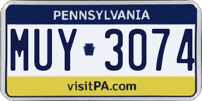 PA license plate MUY3074