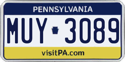 PA license plate MUY3089