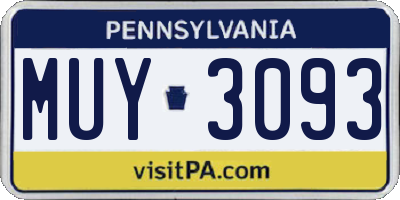 PA license plate MUY3093