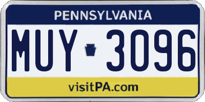 PA license plate MUY3096