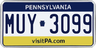 PA license plate MUY3099
