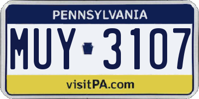 PA license plate MUY3107