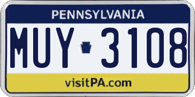 PA license plate MUY3108