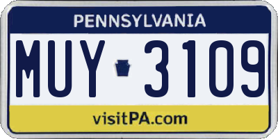 PA license plate MUY3109