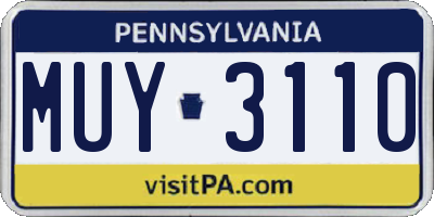 PA license plate MUY3110