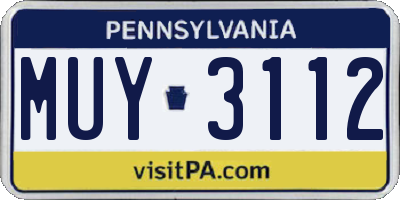 PA license plate MUY3112