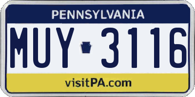 PA license plate MUY3116