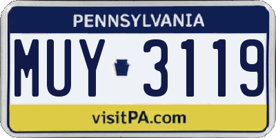 PA license plate MUY3119