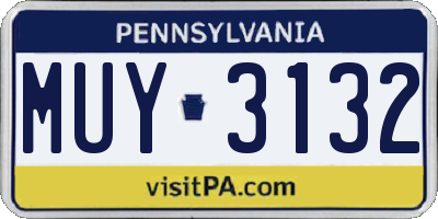PA license plate MUY3132