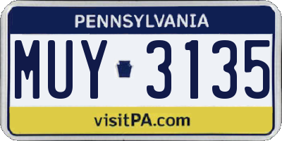 PA license plate MUY3135