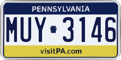 PA license plate MUY3146