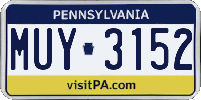 PA license plate MUY3152