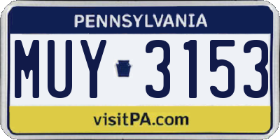 PA license plate MUY3153