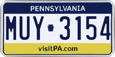 PA license plate MUY3154