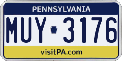 PA license plate MUY3176