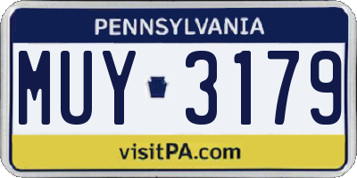 PA license plate MUY3179